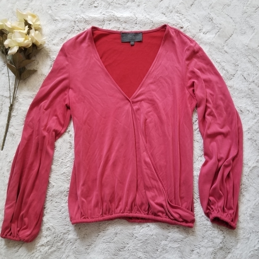 Sunday In Brooklyn Pink V Neck Sash Banded Cuff XS‎